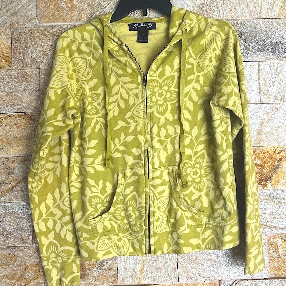 Olive Green Floral Hoodie Jacket